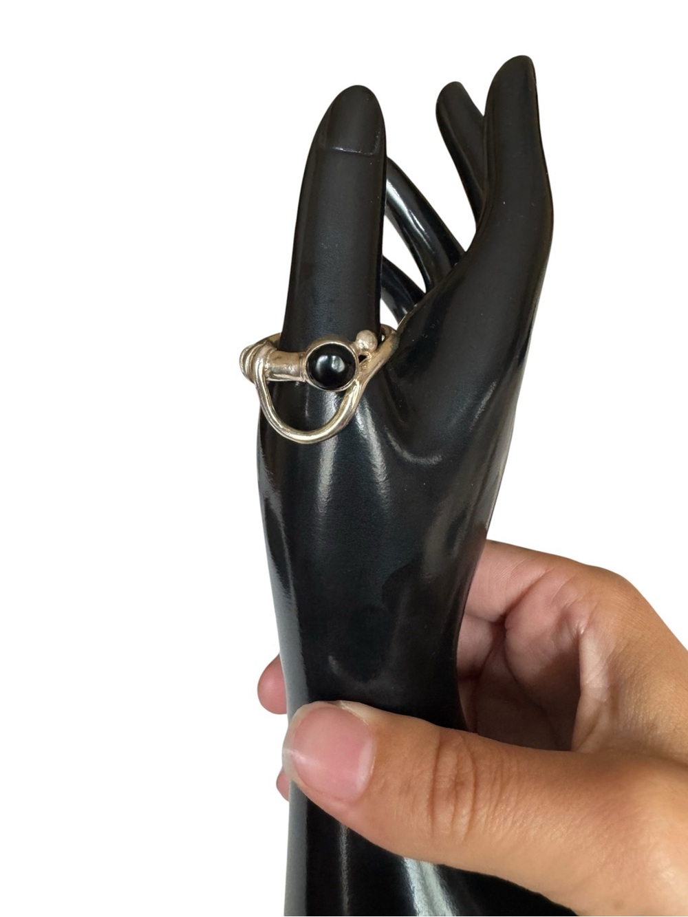 Handcrafted Sterling Silver Ring with Black Stone